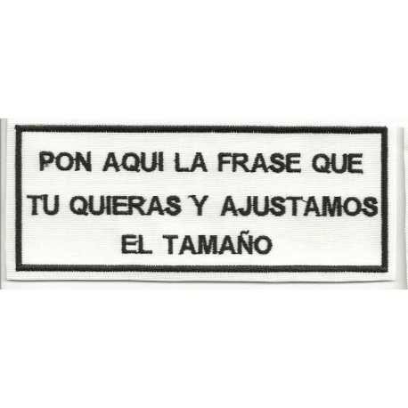 Embroidered Patch LAS FRASE BLANCO/NEGRO 14cm x 6cm NAMETAPES