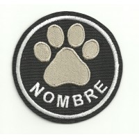 Embroidery Patch THE NAME OF YOUR PET fingerprint 6cm diameter