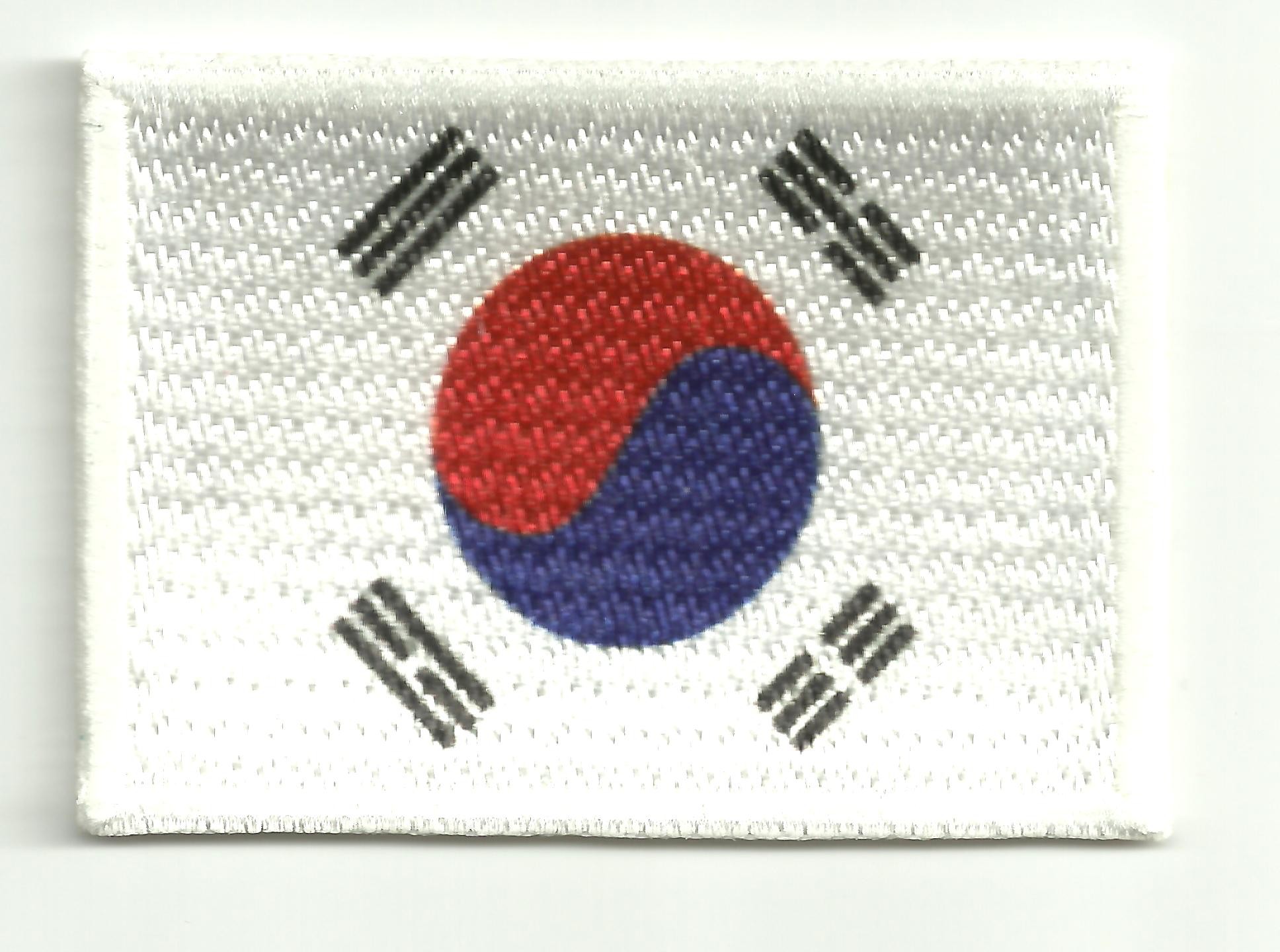 Parche bandera PATCH COREA DEL SUR 7x4,5cm bordado termoadhesivo nuevo 