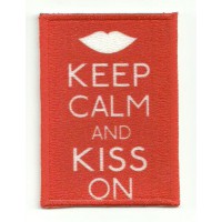 Patch textile and embroidery KEEP CALM KISS ON 7cm x 5cm