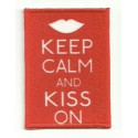 Parche textil y bordado KEEP CALM KISS ON 7cm x 5cm