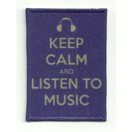 Patch embroidery KEEP CALM LISTEN TO MUSIC 7cm x 5cm