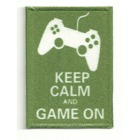Patch embroidery KEEP CALM GAME ON 7cm x 5cm