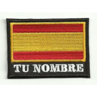 PERSONALIZED SPAIN FLAG embroidery patch 7,5cm x 5,5cm NAMETAPE