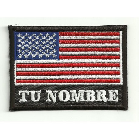 Patch embroidery YOUR NAME USA FLAG 7,5cm x 5,5cm NAMETAPE