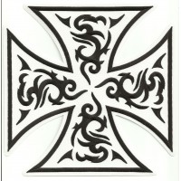 embroidery patch MALTESE CROSS TATTOO WHITE 15cm