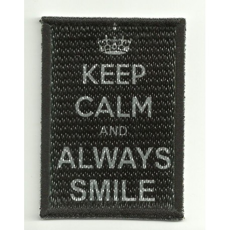 Patch embroidery KEEP CALM ALWAYS SMILE 7cm x 5cm
