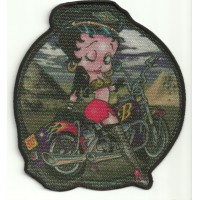 Patch embroidery end textile BETTY BOOP CIRCULO MOTO 8cm