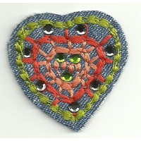 embroidery patch CORAZON CON BRILLANTES 4,5cm x 4,5cm