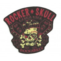 Parche textil ROCKER SKULL - ROCKABILLY 8 cm x 7 cm
