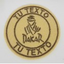 Embroidery patch DAKAR 7.5cm ROUND BEIGE YOUR TEXT