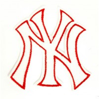 Embroidered patch WHITE -RED NEW YORK-NY 7.5cm x 8.5cm