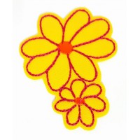 Embroidered patch TWO YELLOW FLOWERS 5.5cm x 6.5cm 