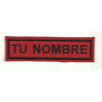 Embroidery patch PERSONALIZED RED/BLACK NAMETAPE 15 cm x 3.8 cm