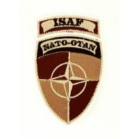 Patch embroidery BROWN ISAF NATO OTAN 5cm x 8,5cm