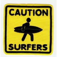 Parche bordado CAUTION SURFERS 15cm x 15cm