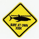 SURF AT OWN RISK embroidered patch 15cm x 15cm
