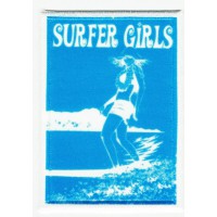 Parche textil y bordado SURFER GIRLS AZUL 5cm x 7cm