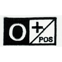 Patch embroidery BLOOD GROUP O POSITIVE BLACK 5cm x 2,5cm