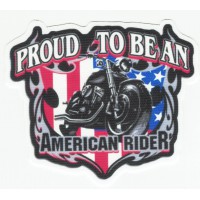 Textile patch PROUD TO BE AN AMERICAN RIDER 9,5cm x 7.5cm