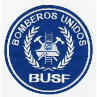 Patch embroidery BOMBEROS UNIDOS BUSF BLUE 7.5cm 