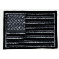  Embroidered patch AMERICAN SILVER FLAG OLD SILVER 7,5cm x 5cm