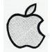 embroidery patch APPLE GRAY SILVER 5cm x 6cm