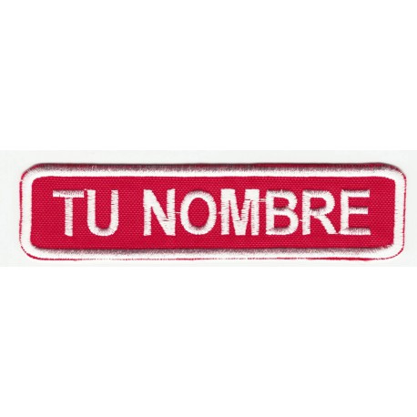  Embroidered patch NAMETAPE RED / WHITE YOUR NAME POINT ROUND 15cm x 3.8cm