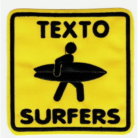 Patch embroidery SURFERS YOUR TEXT 8cm x 8cm