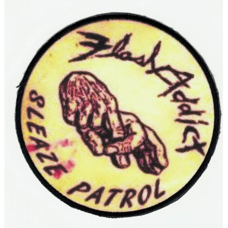 Embroidery patch and textile FLASH ADDICT SLEAZE PATROL 10cm 