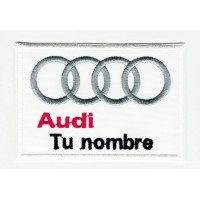 Embroidery patch PERSONALIZED AUDI WHITE 8cm x 5,5cm