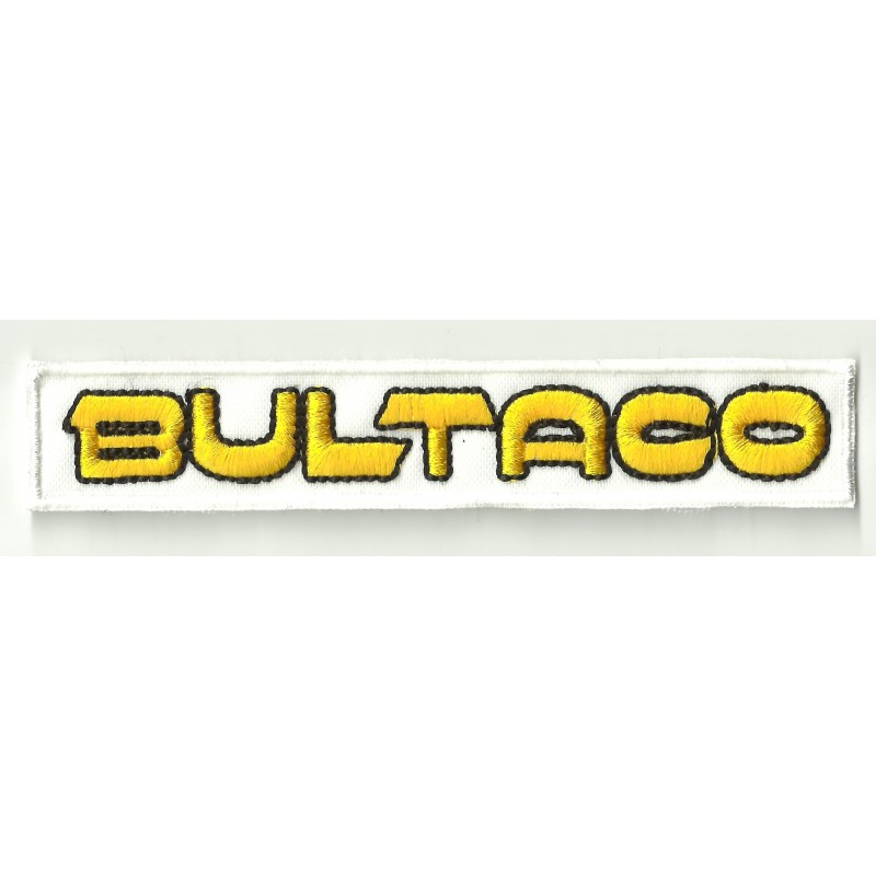Patch / Écusson Brodé BULTACO Jaune 8 Cm - Thermocollant Ou à Coudre, Pour Vêtements, Sacs
