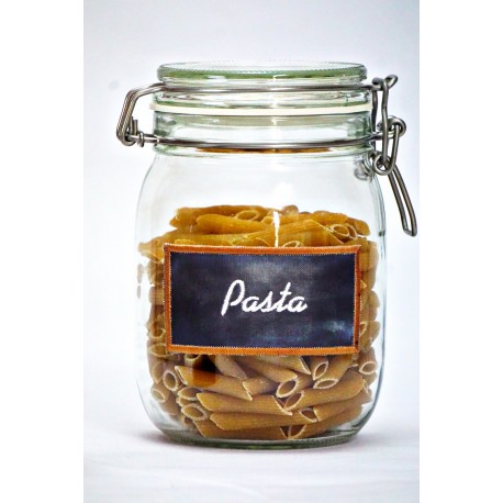 Bote Cocina Hermetico de 1litro con Etiqueta Bordada PASTA -Modelo Tiza