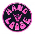 Embroidery patch HANG LOOSE PINK 8cm 