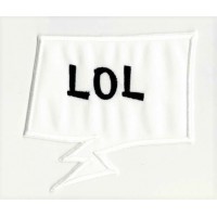 Embroidered patch BULLET SPEECH WHITE LOL 5.5cm x 6.5cm 