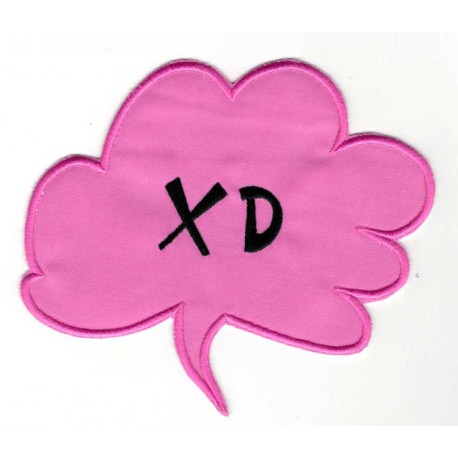 Embroidered patch BULLET SPEECH PINK XD 6cm x 5,5cm 