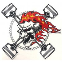 Embroidery patch SKULL PISTONS 11,7cm x 12,2 cm