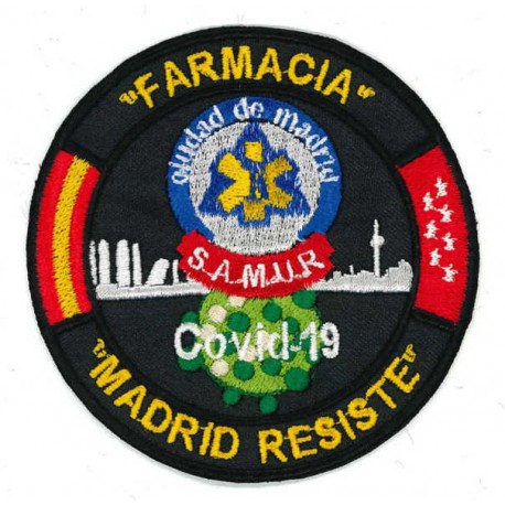 Parche bordado CORONAVIRUS COVID-19 MADRID RESISTE SAMUR PC 9cm 