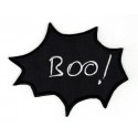 Embroidered patch BULLET SPEECH BLACK BOO! 3cm x 2,5cm 