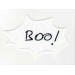 Embroidered patch BULLET SPEECH WHITE BOO! 6cm x 5cm 