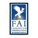 Parche bordado y textil FAI Federación Aeronáutica Internacional 4,5cm x 8cm 