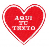 Embroidered patch YOUR TEXT HEART 7cm x 6,5cm