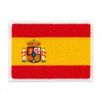 Embroidery patch SPAIN FLAG SHIELD WHITE EDGE 7cm x 5cm