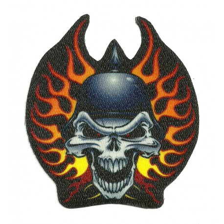 Textile patch CALAVERA CON FUEGO 9 cm x 9,5cm