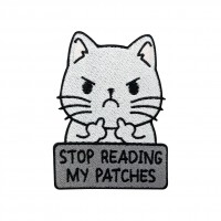 Embroidery patch CAT STOP READING 9,5cm x 7cm