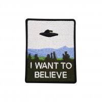 Embroidery patch. I WANT TO BELIEVE ALIEN OVNI 5cm x 8cm