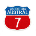 Embroidery patch AUSTRAL HIGHWAY 7 CHILE ROUTE 66 GRIS 3,5cm x 3,5cm