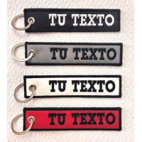 Personalized tags embroidered keyring on 2 side 11cm x 2,5cm