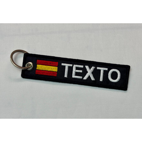 Personalized tags embroidered keyring on one side 11cm x 2,5cm