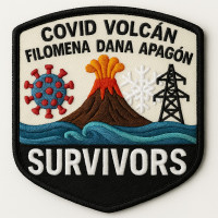 Embroidery patch COVID VOLCÁN FILOMENA DANA APAGÓN 8,5cm x 8,5cm
